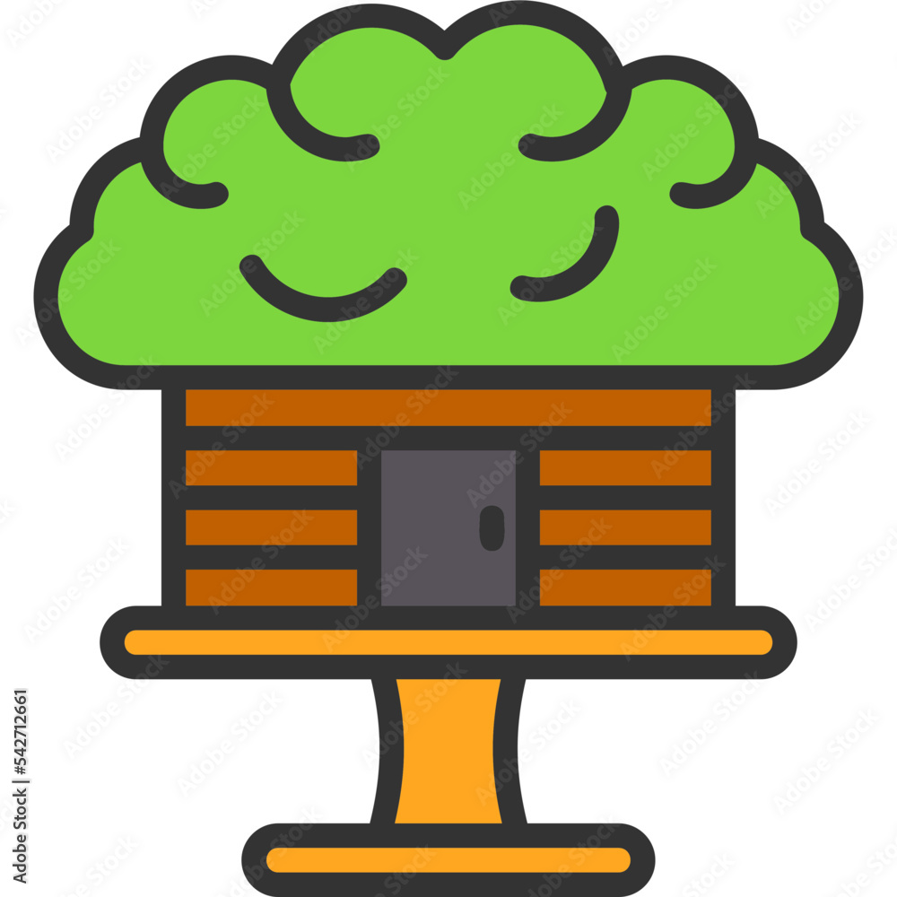 Sticker tree house icon