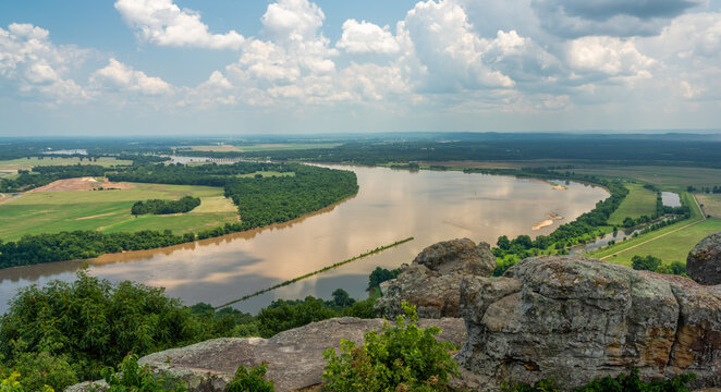 Stouts Point At The Petit Jean State Park Overlook With View Of The Arkansas River Valley