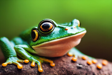 Gene mutation due to environmental pollution - green tree frog with four eyes