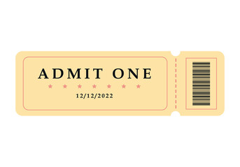 Vintage ticket. Admit one ticket. Vector illustration