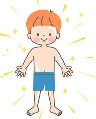 スキンケアでツルツルになる男の子のイラスト素材