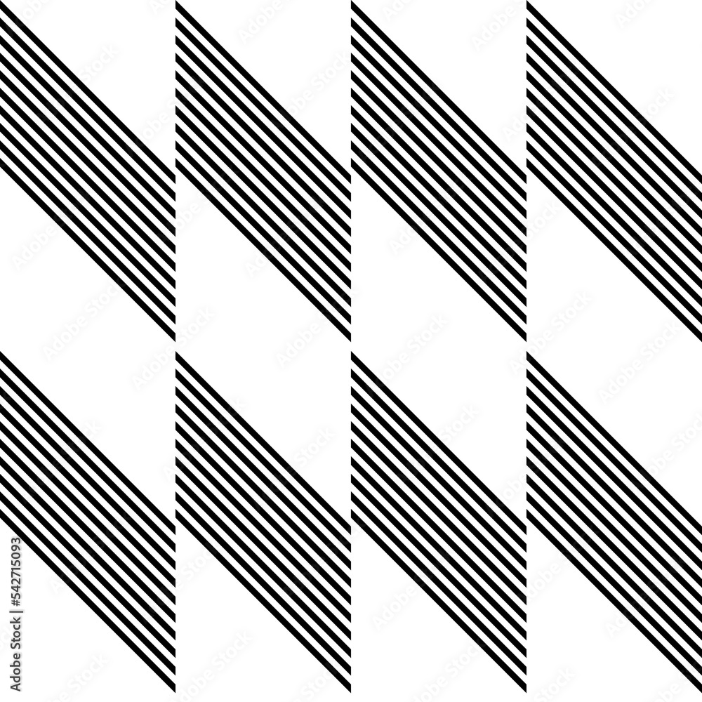 Fototapete Modern abstract geometric contemporary vector seamless diagonal pattern with simple elements and shapes. Graphic black and white minimalist background.