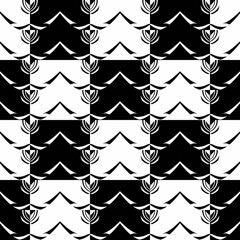 Abstract seamless pattern with decorative geometric  elements. Black and white ornament. Modern stylish texture repeating. Great for tapestry, carpet, bedspread, fabric, ceramic tile, pillow - 542715030
