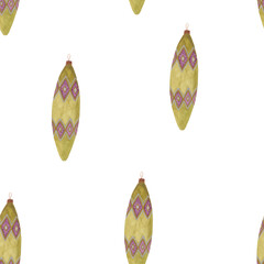 christmas pattern with tree balls grin and red decoration