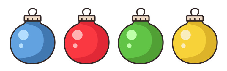 Christmas ornaments. Set of Christmas balls. Vector illustration isolated on white background.