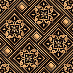 Luxury golden pattern seamless vector. Arabesque tile background. Exclusive print design for beauty spa, New year gift packaging, Christmas wrapping paper, wedding party, Ramadan, wallpaper.