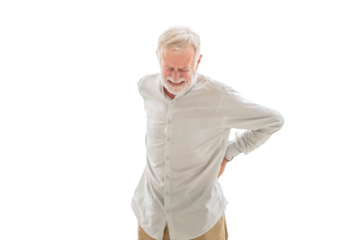 Senior man with back pain, Mature man suffering from low back pain, Old man with back pain