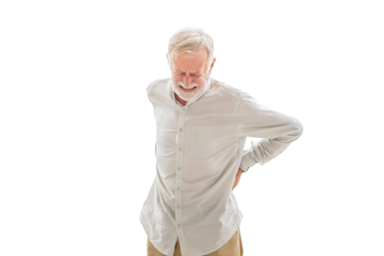 Senior man with back pain, Mature man suffering from low back pain, Old man with back pain - Powered by Adobe