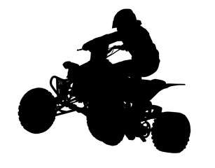 Detailed silhouette of airborne Quad Bike over hump at offroad Rally © Snap2Art