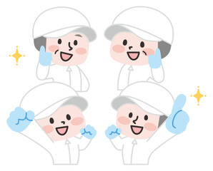  やる気をみせる白衣のスタッフたち 