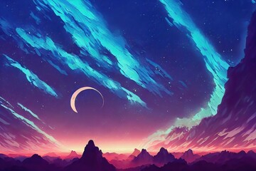 Somewhere far in the galaxy in anime art style