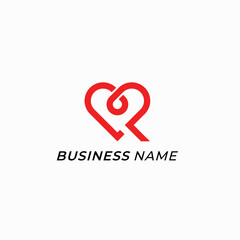 design logo combine love and letter R