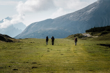 hiking in the dolomites mountains