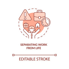 Separating work from life terracotta concept icon. Set boundaries. Avoid burnout abstract idea thin line illustration. Isolated outline drawing. Editable stroke. Arial, Myriad Pro-Bold fonts used