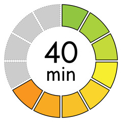 40 minutes with circle time pie diagram,concept of time,illustration,vector.