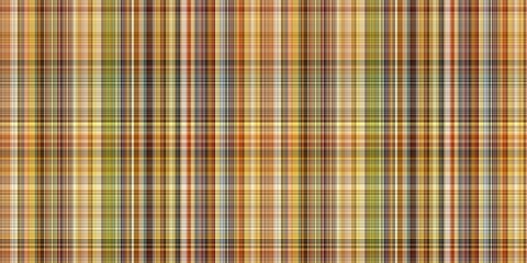 Woodland brown tartan seamless border textile. Tonal autumnal forest plaid with organic texture. banner of orange stripe for rough washi tape.