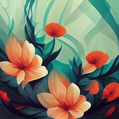 abstract floral organic wallpaper background Generative AI