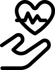 Heartbeat line heart cardio icon. Heart in hand