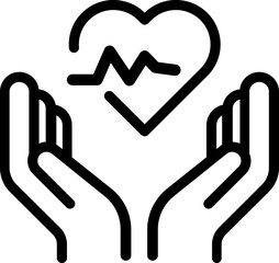 Obraz premium Heartbeat line heart cardio icon. Heart in hand