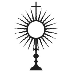 Monstrance silhouette, sacrament of the eucharist, holy communion, corpus christi, vector - obrazy, fototapety, plakaty