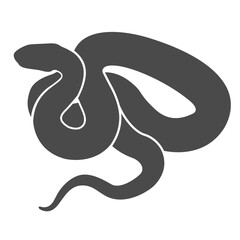 Snake or viper rolled itself into a ball, silhouette of curled serpent, vector