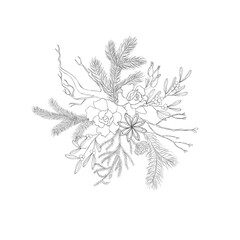 Winter Bouquet. Christmas Decoration. Vector