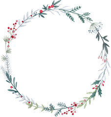 Beautiful stock illustration with hand drawn watercolor gentle floral wreath.