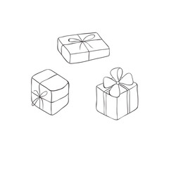 Set of hand drawn Gifts. Vector Illustration.