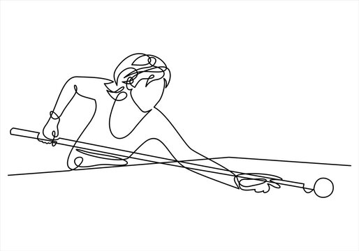 single line drawing of person playing pool clip art preview