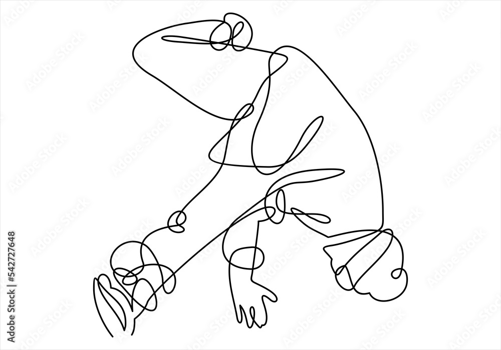 Poster break dancer-continuous one line drawing.