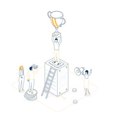 Winner line design style isometric illustration