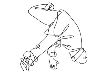 break dancer-continuous one line drawing.