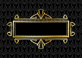 Frame with Art Deco ornament. Abstract element in vintage retro style.