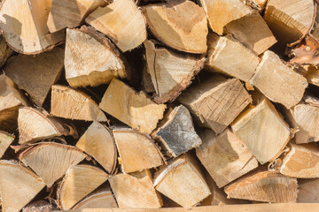 Woodpile for heating the stove. The concept of the energy crisis in Europe.