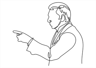 Young businessman thinking- continuous line drawing