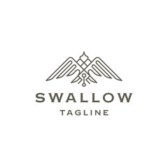 Swallow bird design with line art style logo template flat vector