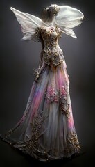 Fantasy fairy dress with rose tones 