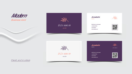 modern purple business card template, identity template with card
