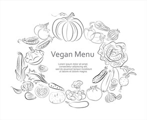 Vegan menu, concept. Vector illustration