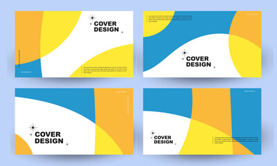 Cover design or horizontal template concept in modern minimal style for corporate identity, branding, social media advertising, promo. Minimalist template design with dynamic colorful overlay line set