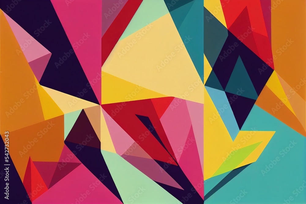 Poster Minimal geometric background. Dynamic shapes composition