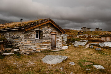 autumn mountain landscape of Rondane National Park in Norway, Peer Gynt hytta