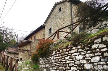 Glimpse of the ancient medieval village of Raggiolo, Tuscany, Italy