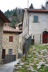 Glimpse of the ancient medieval village of Raggiolo, Tuscany, Italy