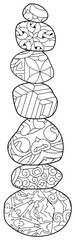 Vector Illustration of balance made of decorative stones for coloring pages.