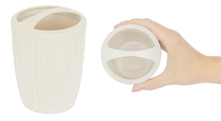 Plastic toothbrush holder. Isolated from the background