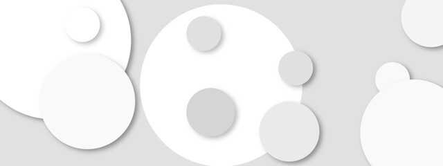 Abstract white and grey geometric circle background with shadow. Vector illustration. 