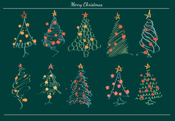 set of vector illustrations of a Christmas tree