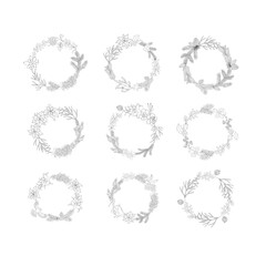 Set of Christmas Wreaths. Decorative Winter Frame.