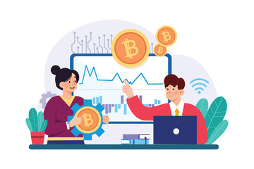Cryptocurrency Technology Illustration concept on white background